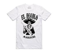 Tattooed Villains Hobo Jack ~ El Diablo ~ Mariachi ~ White tee T-Shirt Mexican (417) (2XL)