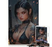 Tattooed Warrior Woman with Katana Jigsaw Puzzles for Teenagers 1000 Pieces Raise Memory Slow Enjoy Clean Edge (50x75cm)