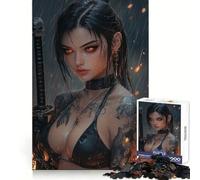Tattooed Warrior Woman with Katana Teenagers Puzzles 1000 Piece Jigsaws Boost Recall Relax Time Accurate Edge Amazing Present (38x26cm)