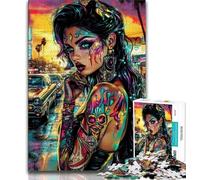 Tattooed Woman Adult Jigsaws 1000 Pieces Difficult,Decompressing Intellectual Educational Toy Suitable for Desktop Decoration (38x26cm)