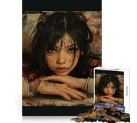 Tattooed Woman Portrait Jigsaw Puzzles 1000 Pieces for Adults Memory Boost Warm Time Image Assembly Fine Art Piece (38x52cm)