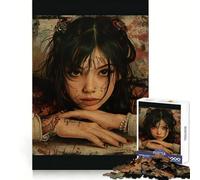 Tattooed Woman Portrait Teenagers 1000 Piece Jigsaw Puzzle Memory Gain Light Relax Design Assembly Wall Art Decor (38x26cm)