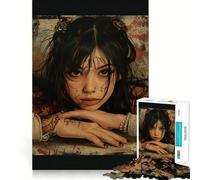 Tattooed Woman Portrait Teenagers 1000 Piece Jigsaw Puzzle Memory Gain Light Relax Design Assembly Wall Art Decor (38x26cm)