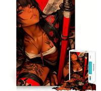 Tattooed Woman with Katana Jigsaw Puzzles for Teenagers 1000 Brain Workout Toy Simple Fun Image Assembly Cherished Gift (38x26cm)