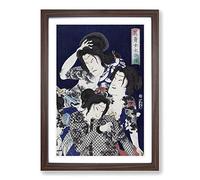 Tattooed Women by Toyohara Kunichika Framed Print | A2 Walnut Framed Wall Art | Ready to Hang | Modern Nature Picture | Living Room Bedroom Lounge Office
