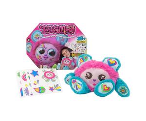 TattooMeez neon, create a personalised teddy bear, with the neon temporary tattoos also suitable skin. Peel, tattoo and unbox, fun personalised crafts for kids.. Age 4+, PINK