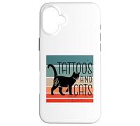 Tattoos and cats cat silhouette tattoo art feline heart pets Case for iPhone 16 Plus