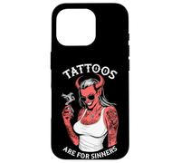 Tattoos Are For Sinners Funny Tattoo Devil Woman Tattooist Case for iPhone 16 Pro