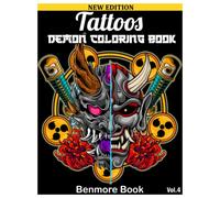 Tattoos Demon Coloring Book: Japanese Hannya, Devil Samurai Mask Coloring Book With 25 Unique Drawings And Their Coloring Suggestions For Adults Relaxing Designs. Volume 4