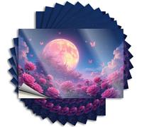 Tattoos Farm Kitchen Decor Vinyl Sticker | Magical Night with Full Moon and Pink Roses Retro for Teacher Use(8X12CM)