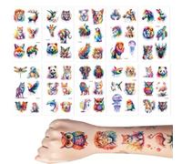 Tattoos for Children, 10 Sheets Watercolour Animals, Temporary Tattoos, Children's Tattoos, Skin-Friendly, Small Gifts for Children's Birthdays, Suitable for Boys and Girls, for Arms, Body and
