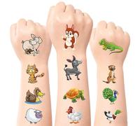 Tattoos for Children, Funny Cartoon Animals, Azheeuiy 10 Sheets, Children's Tattoos, Skin-Friendly, Temporary Tattoo, for Girls and Boys, Children's Birthday Party Bags, Teacher Rewarded Tools
