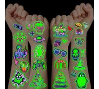 Tattoos for Kids,10 Sheets Temporary Tattoos Party Bags Fillers for Kids Halloween Decorations Glow in The Dark Stickers Kids Tattoos for Girls Toys for 3 4 5 6 7 8 9 10 11 12 Year Old Girls Gifts