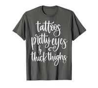 Tattoos Pretty Eyes Thick Thighs T-Shirt, Men, Asphalt Grey, X-Large