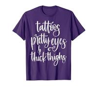 Tattoos Pretty Eyes Thick Thighs T-Shirt, Men, Purple, X-Large