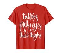 Tattoos Pretty Eyes Thick Thighs T-Shirt, Men, Red, Large