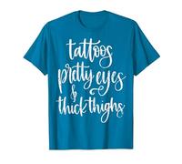 Tattoos Pretty Eyes Thick Thighs T-Shirt, Men, Sapphire Blue, 3X-Large