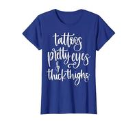 Tattoos Pretty Eyes Thick Thighs T-Shirt, Women, Royal Blue, 3X-Large