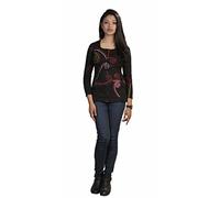 TATTOPANI LadiesBlack Long Sleeve Cotton Jacket with Dotted Spiral Embroidery -(Black-TJK77-L)