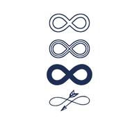 Tattwo.me - Temporary tattoo for adults and children, 2 weeks, water resistant - 4 infinite symbols to cut out - Vegan ink - EU cosmetic certificate - (5X5 - P0998)