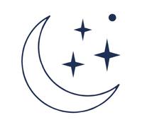 Tattwo.me - Temporary tattoo for adults and children, 2 weeks, water resistant - outline of the moon with stars - Vegan ink - EU cosmetic certificate - (5X5 - P0212)