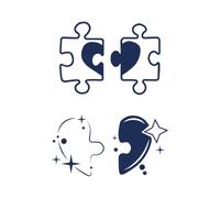 Tattwo.me - Temporary tattoo for adults and children, 2 weeks, water resistant - puzzle and hearts for two to cut - Vegan ink - EU cosmetic certificate - (9X9 - M0285)