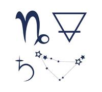 Tattwo.me - Temporary tattoo for adults and children, lasts 2 weeks, water resistant - 4 Capricorn sign elements (to cut out) - Plant-based ink - EU cosmetic certificate - (M0280)