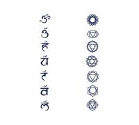 Tattwo.me - Temporary tattoo for adults and children, lasts 2 weeks, water resistant - 7 chakras X2 (to cut) - Plant-based ink - EU cosmetic certificate - (M0029)