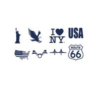 Tattwo.me - Temporary tattoo for adults and children, lasts 2 weeks, water resistant - 8 US symbols to cut out - Plant-based ink - EU cosmetic certificate - (G0049)