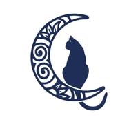 Tattwo.me - Temporary tattoo for adults and children, lasts 2 weeks, water resistant - cat sitting on a tribal moon - Plant-based ink - EU cosmetic certificate - (P0209)