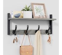 Tatub 20" Rustic Coat Rack Wall Mount with Shelf, Wall Hooks with Shelf, Heavy Duty Entryway Organizer Hangers for Hanging, Hat, Bag, Jacket for Bathroom, Living Room, Bedroom, Gray