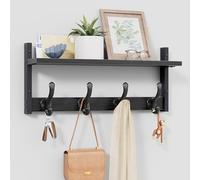 Tatub 20" Rustic Coat Rack Wall Mount with Shelf, Wall Hooks with Shelf, Heavy Duty Entryway Organizer Hangers for Hanging, Hat, Bag, Jacket for Bathroom, Living Room, Bedroom, Black