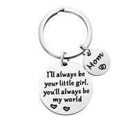 TATUNER Mother’s Day Gift, Mom Gifts for Birthday Christmas, I'll Always Be Your Little Girl, You Will Always Be My World Keychain, Best Mom Ever Keychain from Daughter for Mom Valentine’s Day Gifts