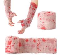 Tatuo 10 Meters Halloween Props Bloody Gauze Creepy Scary Bloody Bandages for Halloween Window Wall Door Haunted House Yard Entryway Room Outdoor Decorations