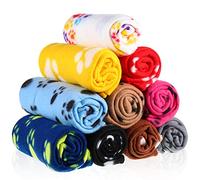 Tatuo 10 Pieces Pet Blankets with Paw Print Dog Cat Fleece Blankets Soft Warm Sleep Mat Pad Bed Cover for Kitten Puppy and Other Small Animals, 24 x 28 Inch(Vibrant Color)