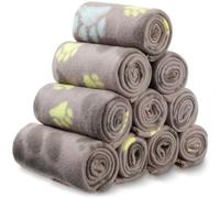 Tatuo 10 Pieces Pet Blankets with Paw Print Dog Cat Fleece Blankets Soft Warm Sleep Mat Pad Bed Cover for Kitten Puppy and Other Small Animals, 24 x 28 Inch(Cute Color)