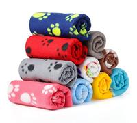Tatuo 10 x Pet Blankets with Paw Print Dog Cat Fleece Blankets Soft Warm Sleep Mat Pad Bed Cover for Kitten Puppy and Other Small Animals, 24 x 28 Inches (Bright Colour)
