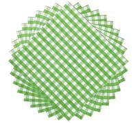 Tatuo 100 Gingham Paper Napkins with 3 Layers Disposable Classic Checkered Paper Napkins 33 x 33cm for Picnic New Year Christmas Birthday (Green and White)