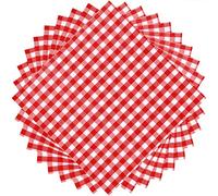 Tatuo 100 Pcs Gingham Paper Napkins Red and White Checkered Napkin Disposable Bulk 12.9x12.9 in Buffalo Plaid Dinner Paper Hand Towel 3 Layer for Picnic BBQ Birthday Wedding Cocktail Pizza Party