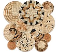 Tatuo 11 Pcs Boho Wall Basket Decor Decorative Bulrush Woven Basket Wall Decor Art Round Farmhouse Hanging Baskets for Kitchen Rustic Home Summer Decorations, Multi Sizes(Artistic)