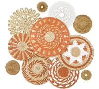 Tatuo 11 Pcs Boho Wall Basket Decor Decorative Bulrush Woven Basket Wall Decor Boho Art Round Farmhouse Hanging Baskets for Kitchen Rustic Home Summer Decorations, Multi Sizes(Delicate)