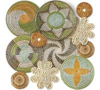 Tatuo 11 Pcs Boho Wall Basket Decor Decorative Bulrush Woven Basket Wall Decor Boho Wall Art Round Farmhouse Wall Hanging Baskets for Kitchen Rustic Home Summer Decorations, Multi Sizes(Stylish)