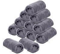 Tatuo 12 Pcs Drying Microfibre Hair Salon Towels, 34 x 70 Cm, Gray | Quick Dry Absorbent Hand Towels for Bathroom, Soft Hairdressing Cloths for Face, Bath, Gym, Hotel, Spa, Men, Woman, Adults