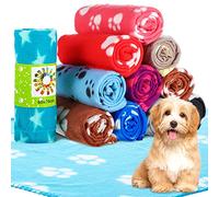Tatuo 12 Pcs Puppy Blanket for Little Dog Bulk 27 x 23 Inch Fleece Paw Pattern Pet Blanket Summer Washable Soft Throw for Dog Puppy Cat Kitten(Multiple Style)