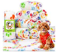 Tatuo 12 Pieces Puppy Blanket for Litter Dog Bulk Summer Throw Blanket Puppy Fleece Blanket with Paw Print Soft Sleep Mat Washable Pet Pad for Kitten Puppy Small Animals(Assorted Style)