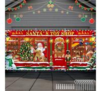 Tatuo 16x7ft Christmas Store Photo Backdrop with LED Light Santa's Shop Banner Santa Store Background Xmas Toy Store Decoration Christmas Photography for Christmas Xmas Party Holiday Supplies