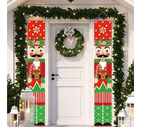 Tatuo 2 Pcs Christmas Nutcracker Door Banners Nutcracker Soldier Porch Sign Xmas Cane Candy Hanging Banners Christmas Decorations for Front Door Yard Porch Garden Indoor Outdoor