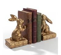 Tatuo 2 Pcs Decorative Rabbit Bookends for Shelves, Bunny Easter Gift Book Ends for Heavy Books Animal Stopper Retriever Statues Bookends with Anti-Slip Base for Book Lover Easter Home Bookshelf