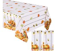 Tatuo 2 Pcs Fall Party Cloth 54 x 108 Inch Plastic Fall Table Cover Orange Pumpkin Sunflower Leaves Autumn Table Decorations Outdoor Rectangular Fall Thanksgiving Party Decoration