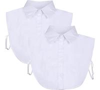Tatuo 2 Pieces Fake Collar Detachable Blouse Dickey Collar Half Shirts False Collar for Women Favors (Large, White)